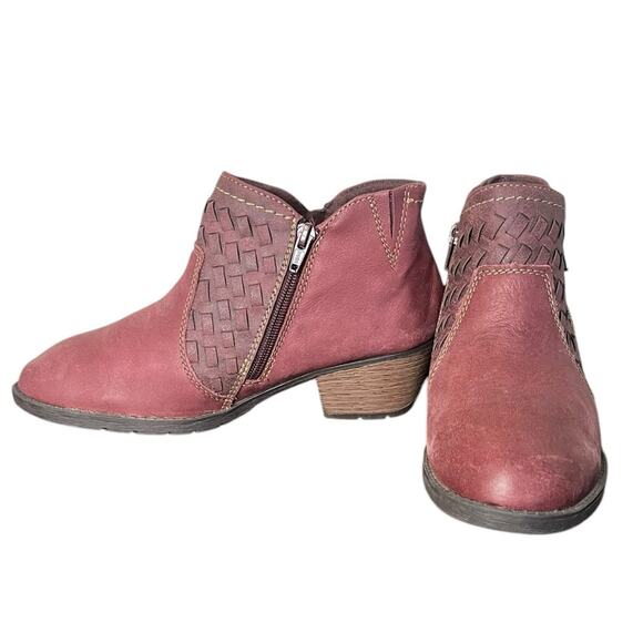 EARTH ORIGINS Oakland Alexis Burgundy Leather Ankle Boots Women’s Size‎ 8.5 - Picture 1 of 9